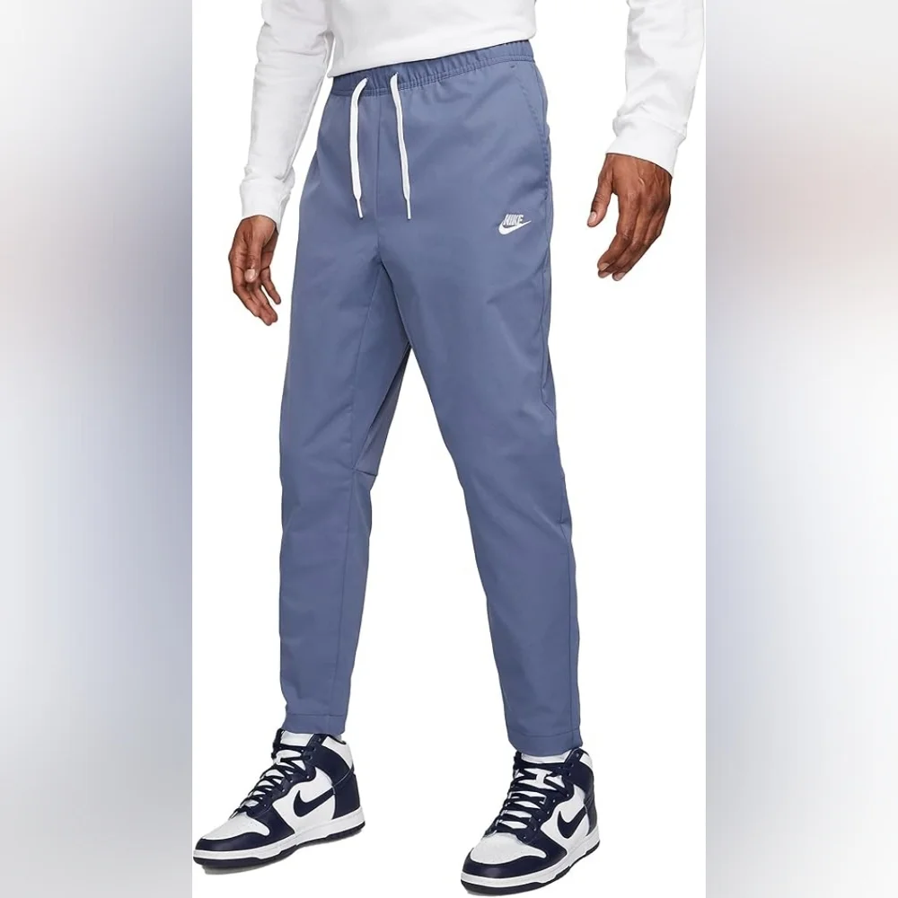 Nike Club Woven Tapered-Leg Pants Light Blue Medium Joggers Twill Streetwear Men - Picture 1 of 9